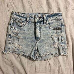 American Eagle Outfitters Blue Jean Shorts Distressed Frayed Hem
